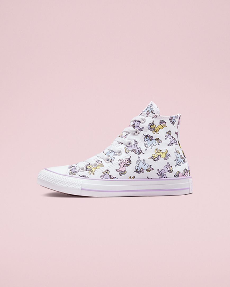 Chlapecké Boty Vysoké Converse Chuck Taylor All Star Unicorns Bílé Šedé Fialové | CZ SXLN52